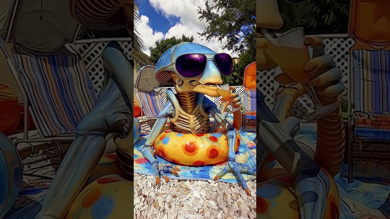 Alien Earth Vacation - Granny at the pool