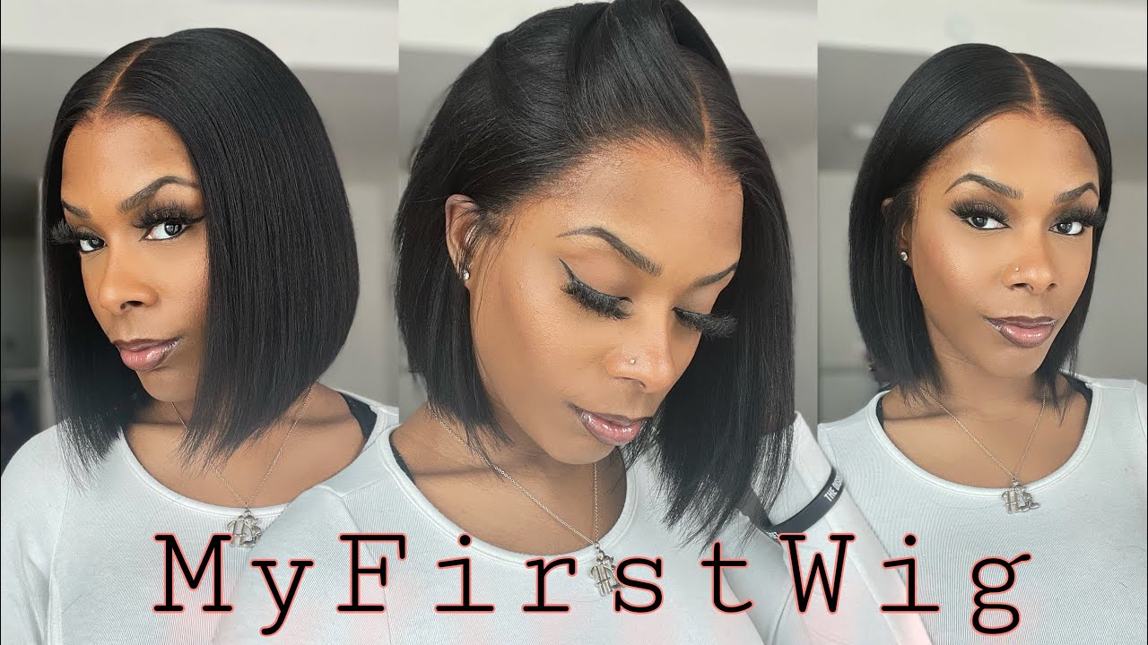 Easy Install | Natural Hair Textured Yaki Blunt Cut Bob Glueless Wig Invisible Lace Front Wig