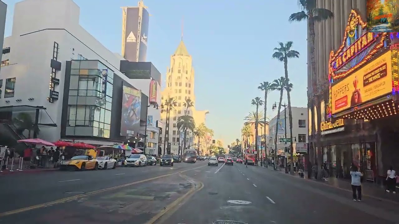 Driving through Hollywood California to Glendale California