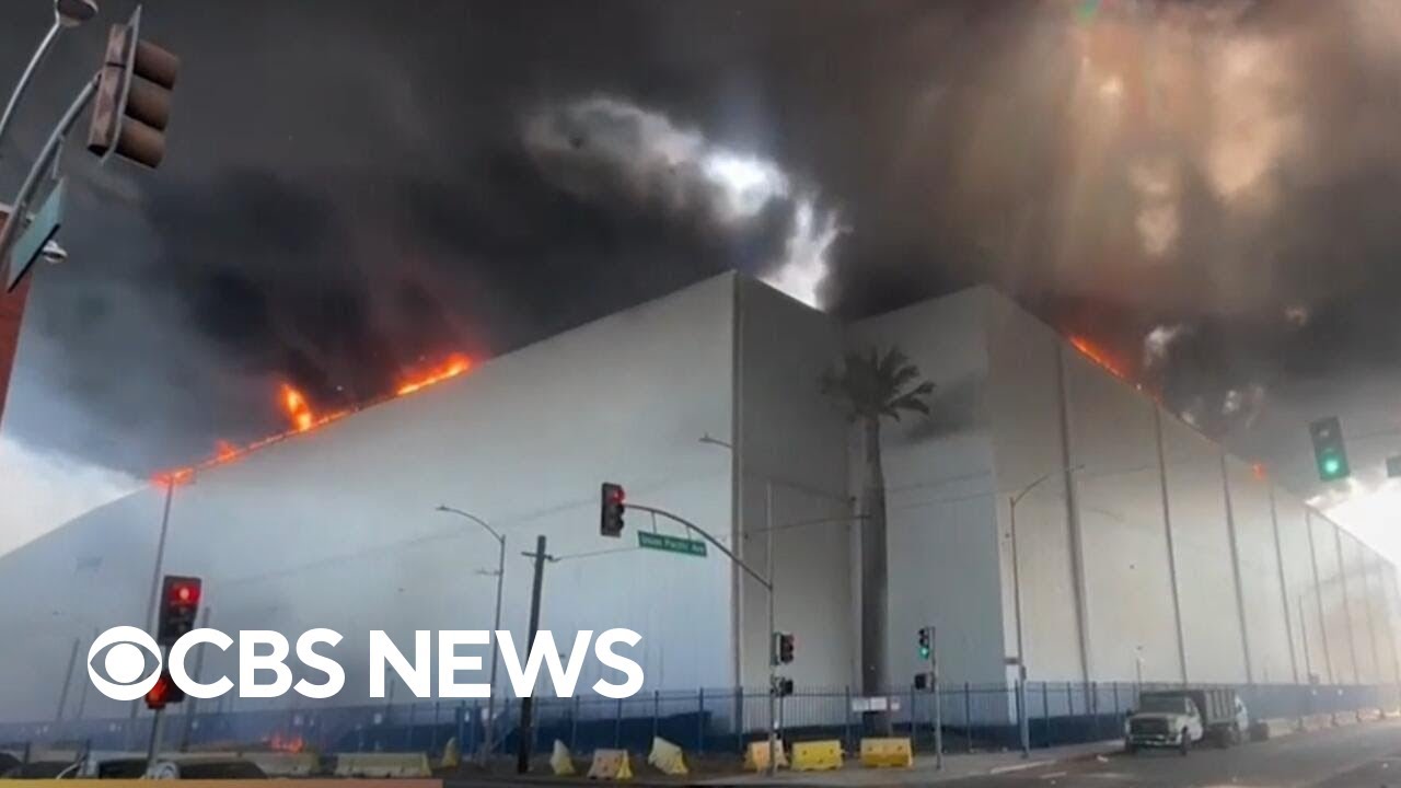 Massive warehouse fire in California is still blazing six days after inferno began