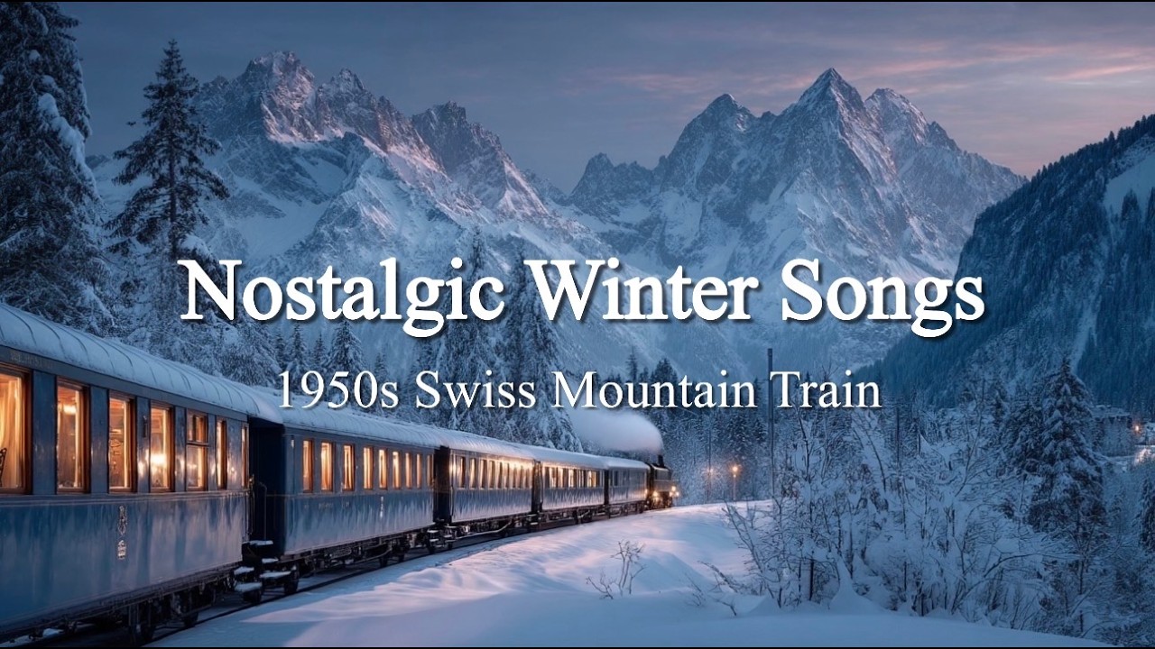 1950s Winter Swiss Mountain Train Mood | Nostalgic Vintage Songs 