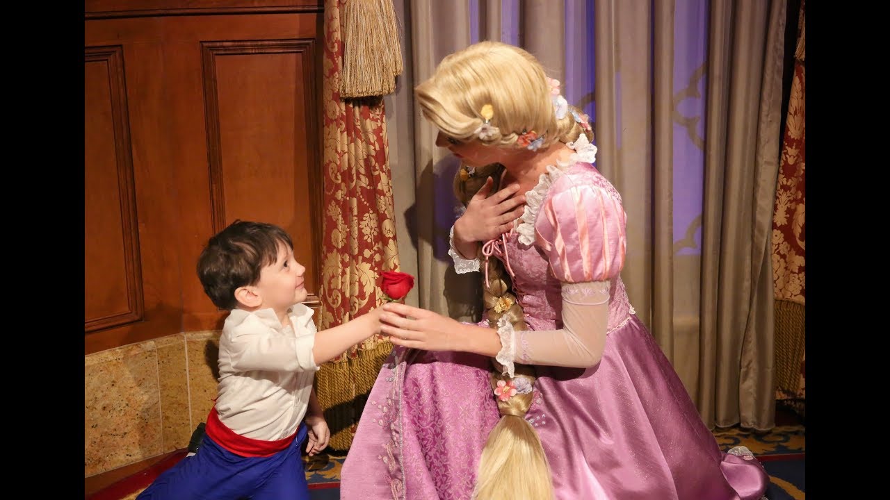 Little Prince Giving Roses to the Disney ladies.
