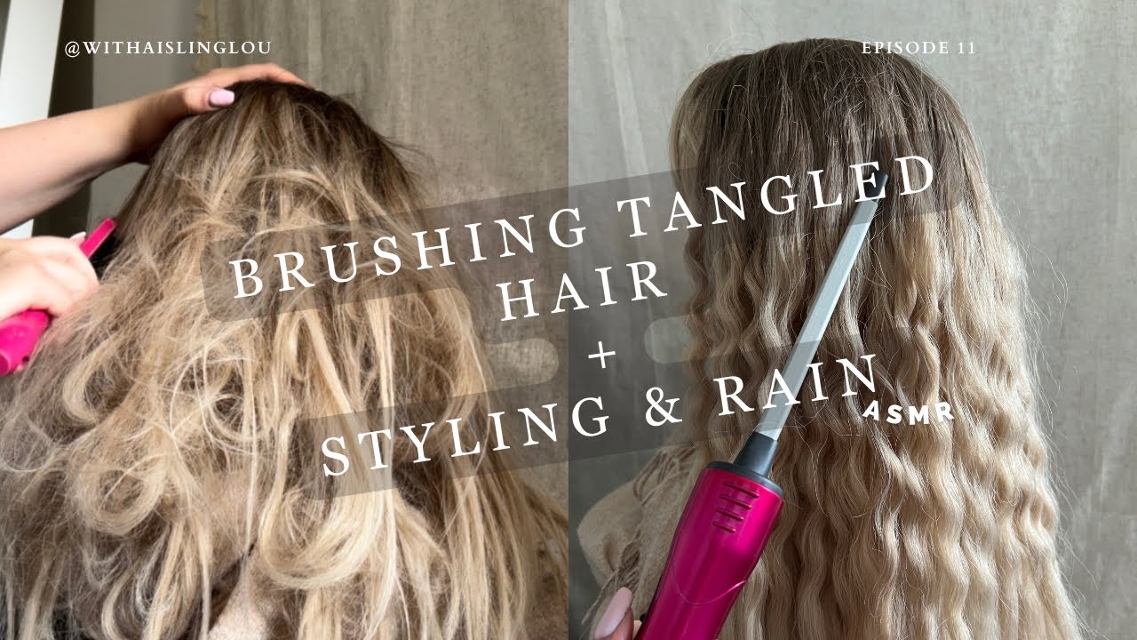 ASMR Rainy Day | Brushing Out Crunchy Tangled Hair | Styling | Spraying | No Talking | Wig 🌧️