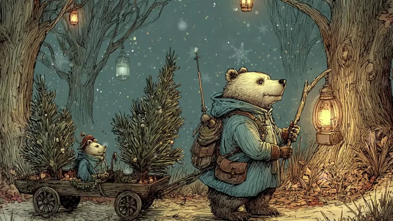 Cozy Winter Forest Live Music for Sleep | Celtic Ambience with Lantern Bears
