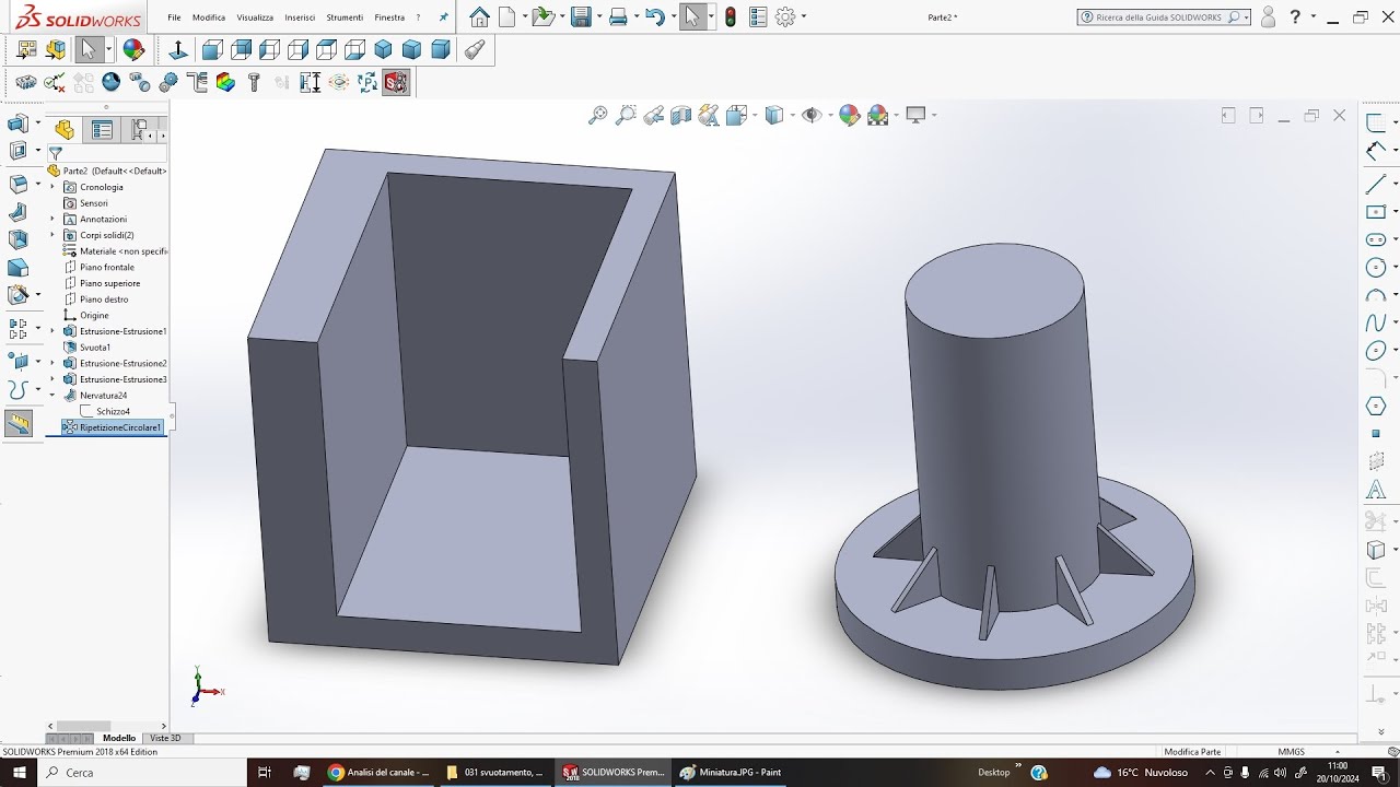 SolidWorks: Svuotamento, Nervatura