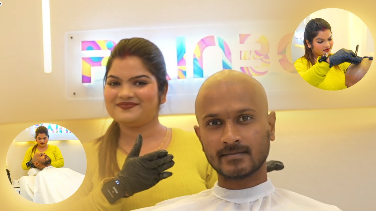 THE MOST RELAXING ASMR BARBER HEAD SHAVE EVER 🥰 | RAINBOW BEAUTY AND TATTOO#headshave#asmr#barber