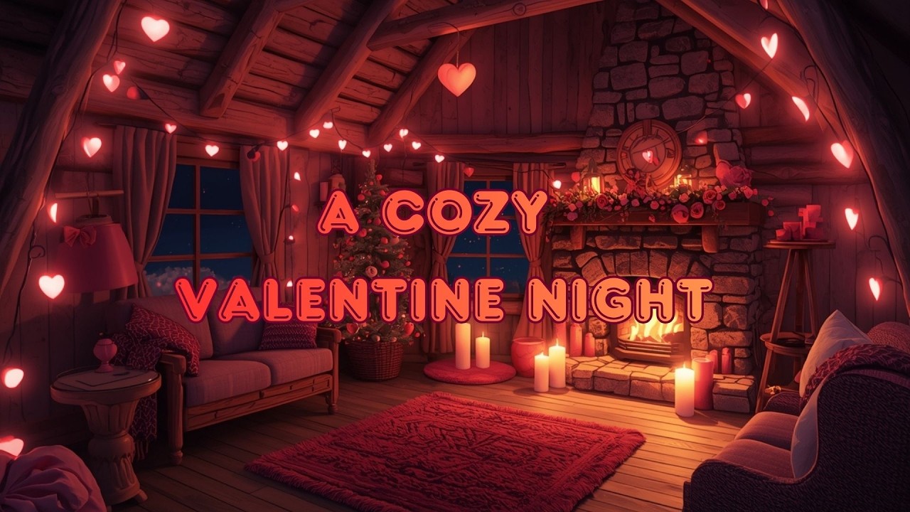A Cozy Valentine Evening ❤️ | Living Painting with Fireplace & Calm Music