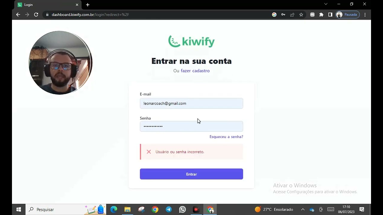 Como acessar a plataforma Kiwify
