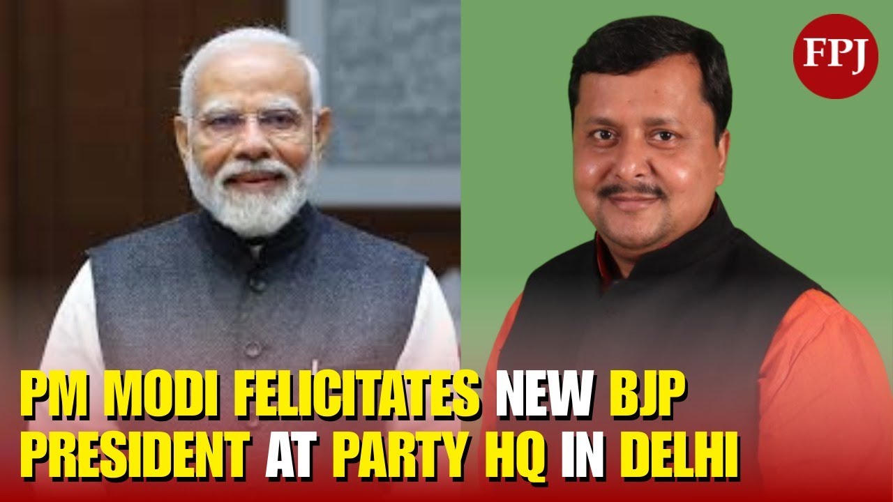 PM Modi Felicitates Newly Appointed BJP President at Party Headquarters