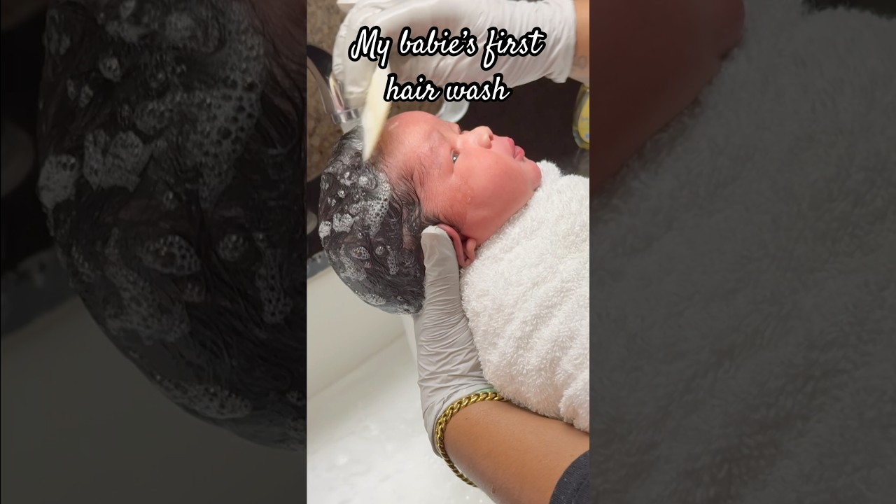 Our baby’s first hair wash 🥰  
