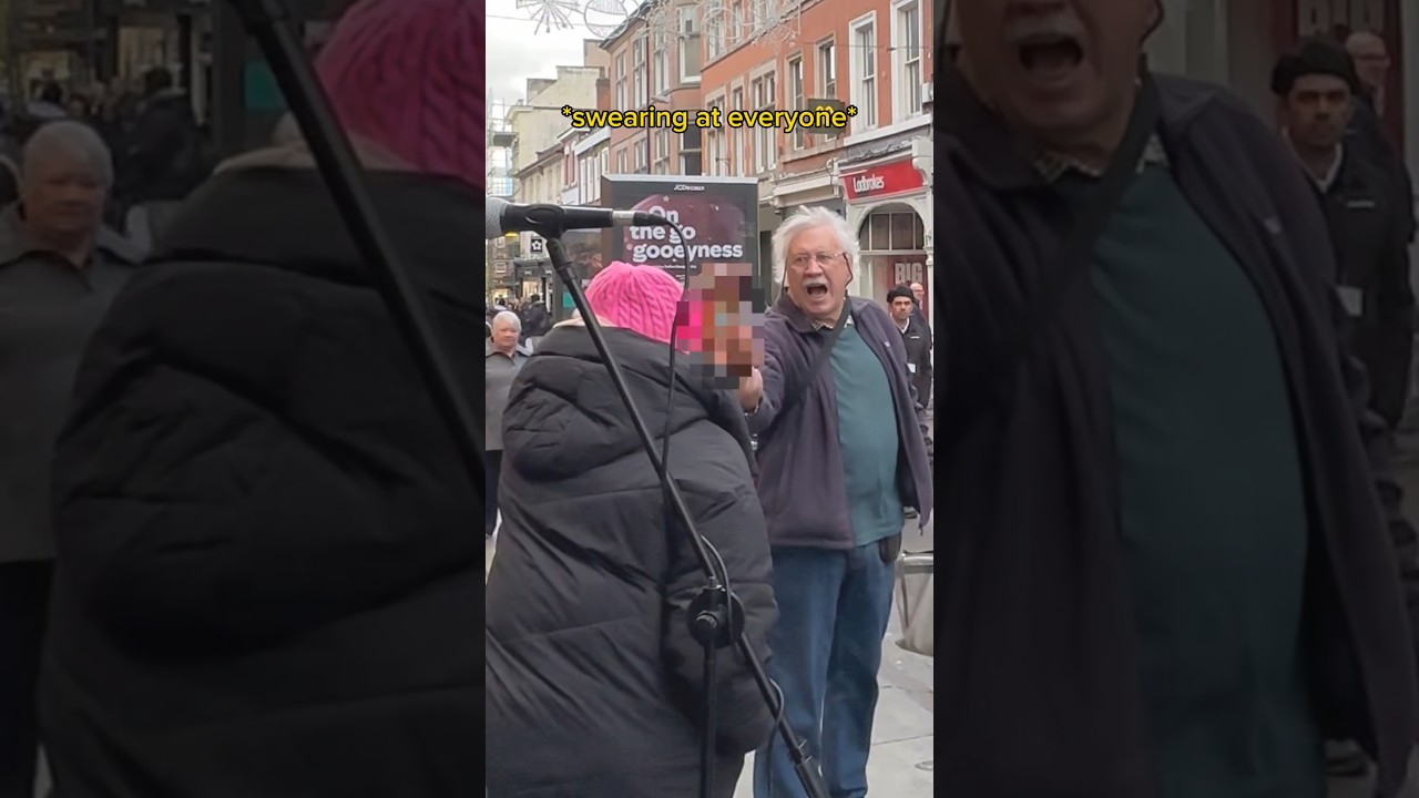Well, this escalated quickly 😳 #shorts #busking #busker #singer #oldman #nottingham #karen #angry