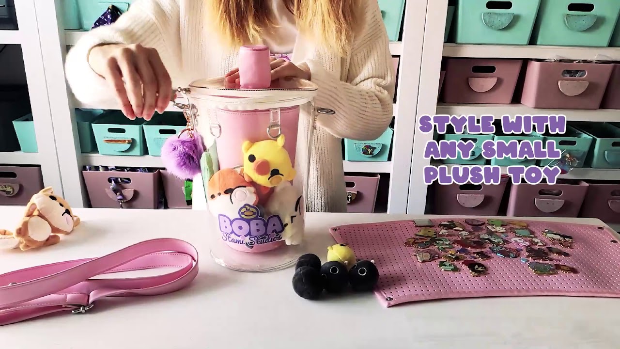 Boba Bubble Tea Ita Bag - Pin Display Bag with Plush Toys