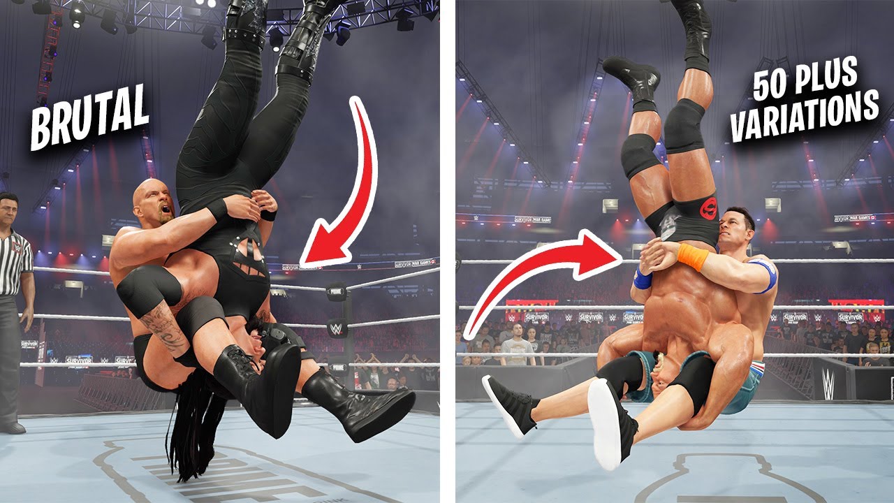 Все вариации приёма «Пайлдрайвер» в WWE 2K25 (более 50 приёмов)