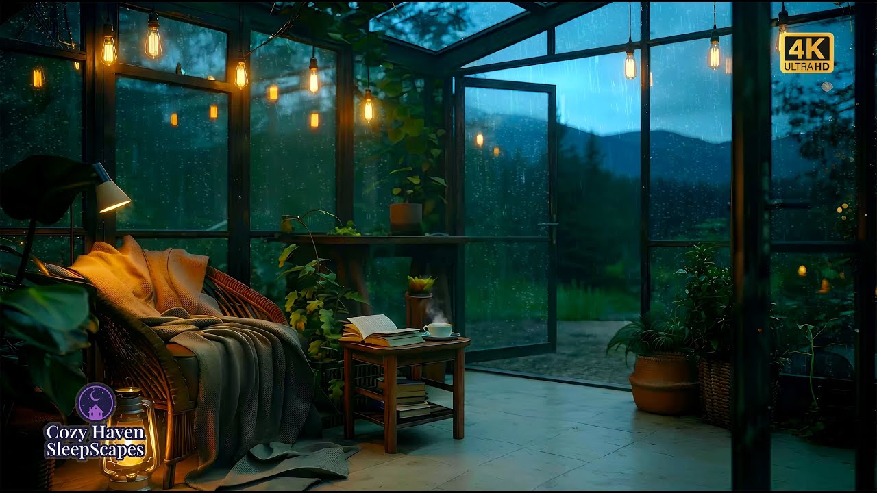 Cozy Rainy Reading Nook at Night 🌧️📖 | Soft Rain Sounds, Warm Lights & Deep Relaxation