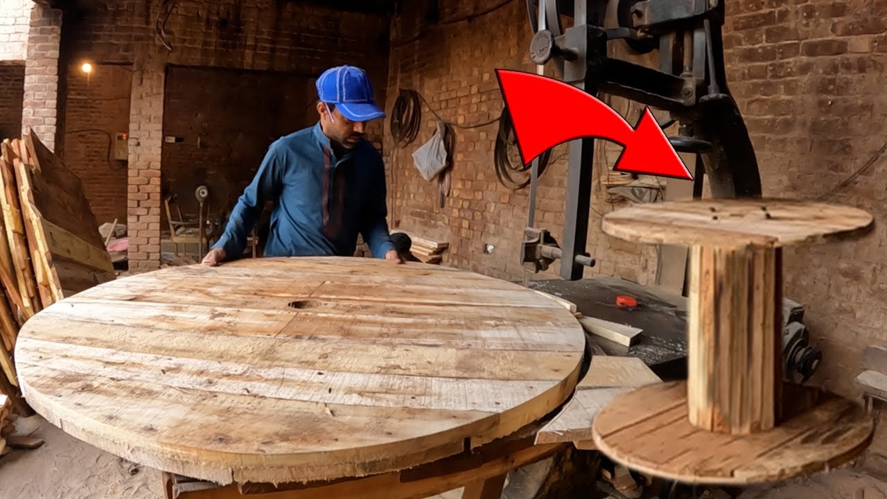 amazing process wooden cable drum roller #amazingfacts #processing #roller #wooden