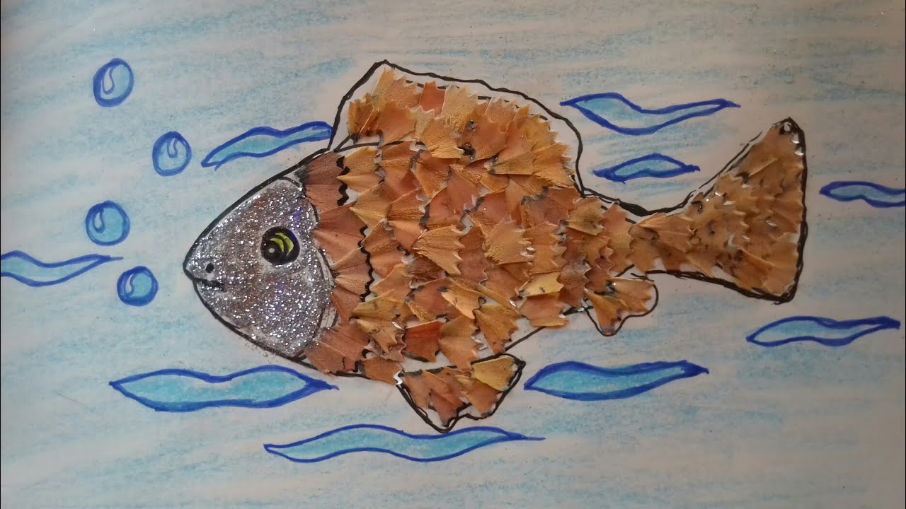 Best out of waste//art with pencil shaving//making a beautiful fish