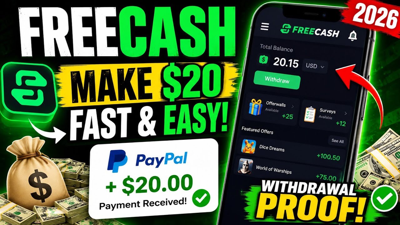 🔥 Freecash 2026: How to Make Your First $20 Online | Full Tutorial + Withdrawal Proof