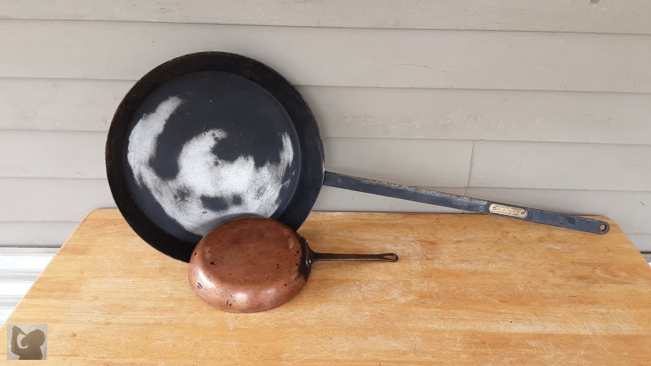 AMAZING RESULTS! Flea Market Find Frying Pan Restoration. Removing Burnt On Patina & Paint.