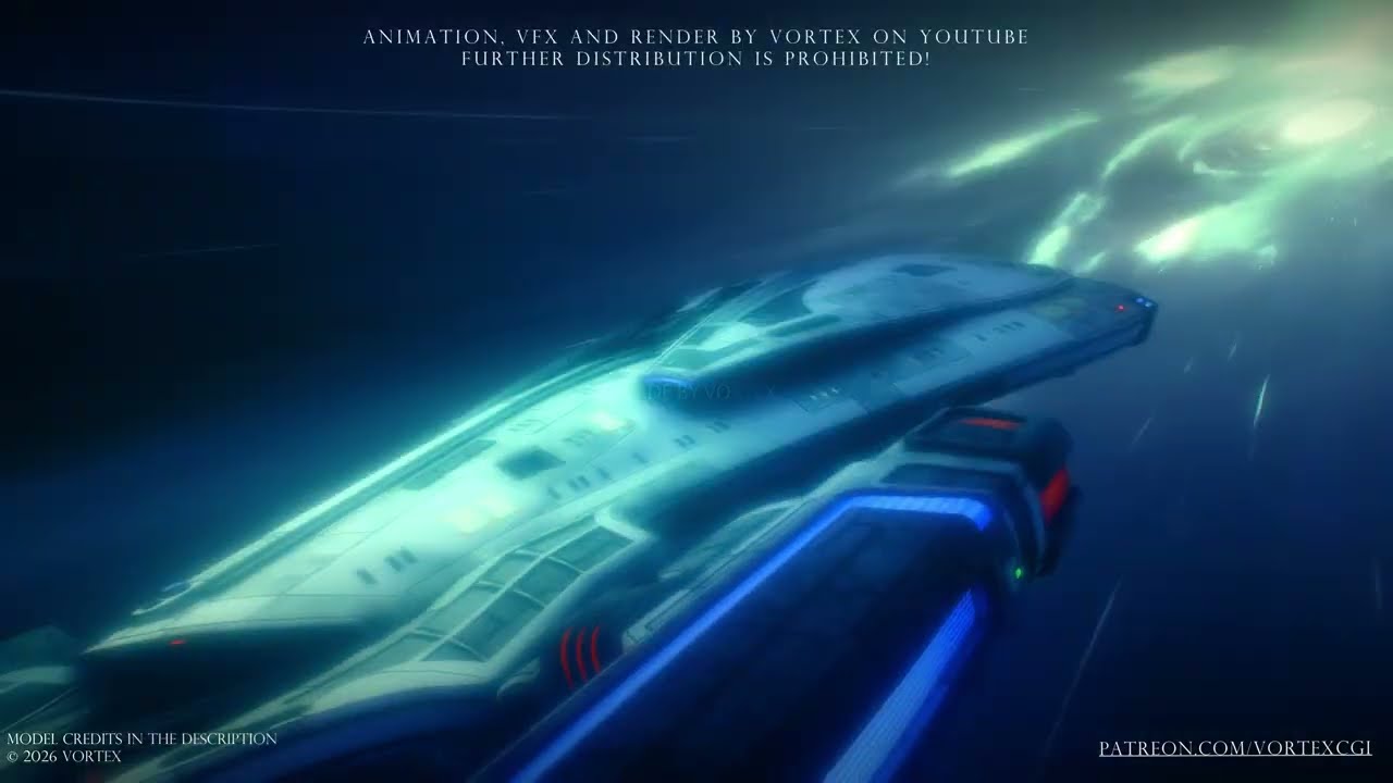 USS VOYAGER-B QUANTUM SLIPSTREAM | MYVFX #startrek #blender3d