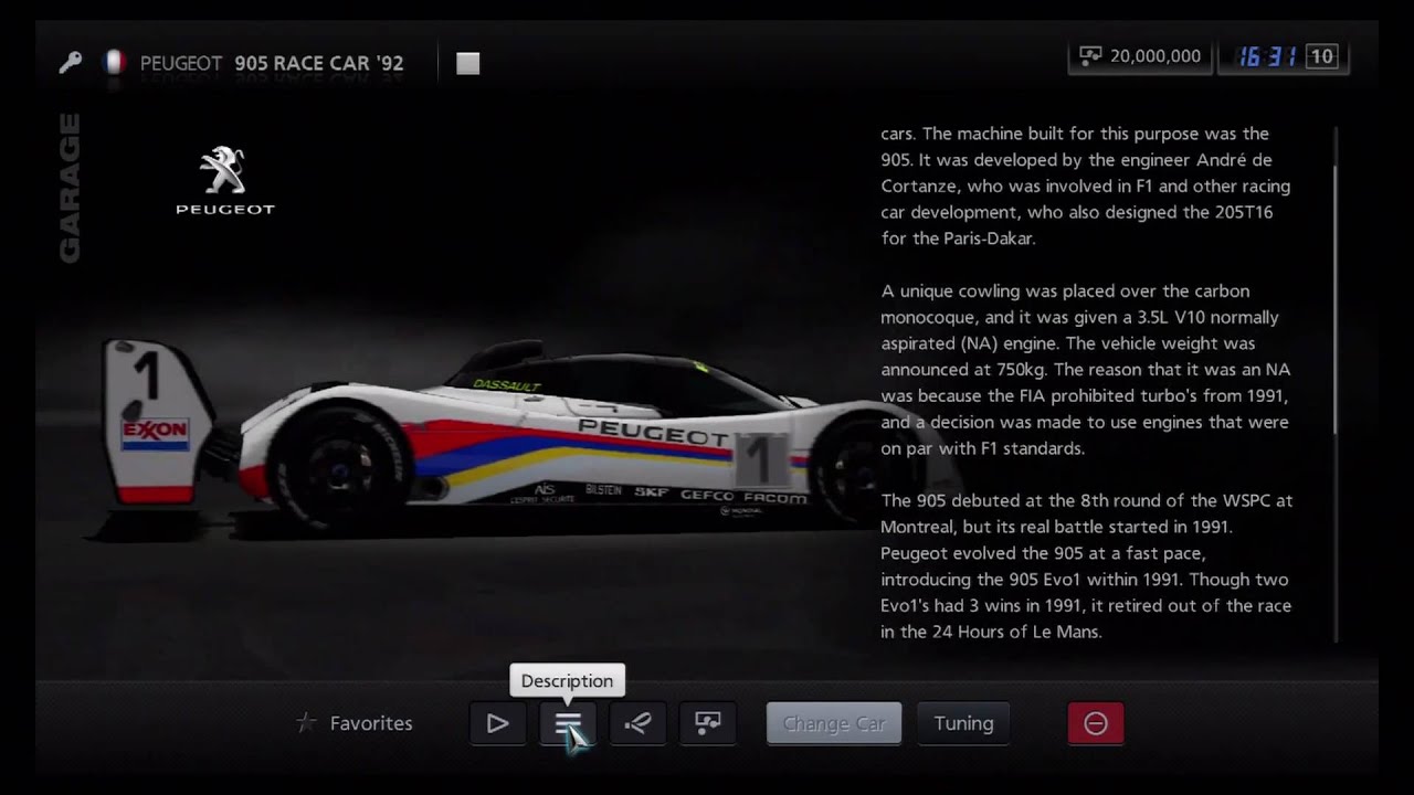 Gran Turismo 5 - Peugeot 905 Race Car '92
