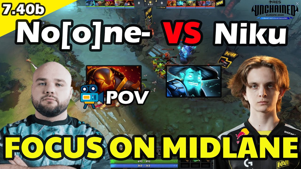 No[o]ne- Ember Spirit VS Niku Storm Spirit | Focus on Midlane | 7.40b