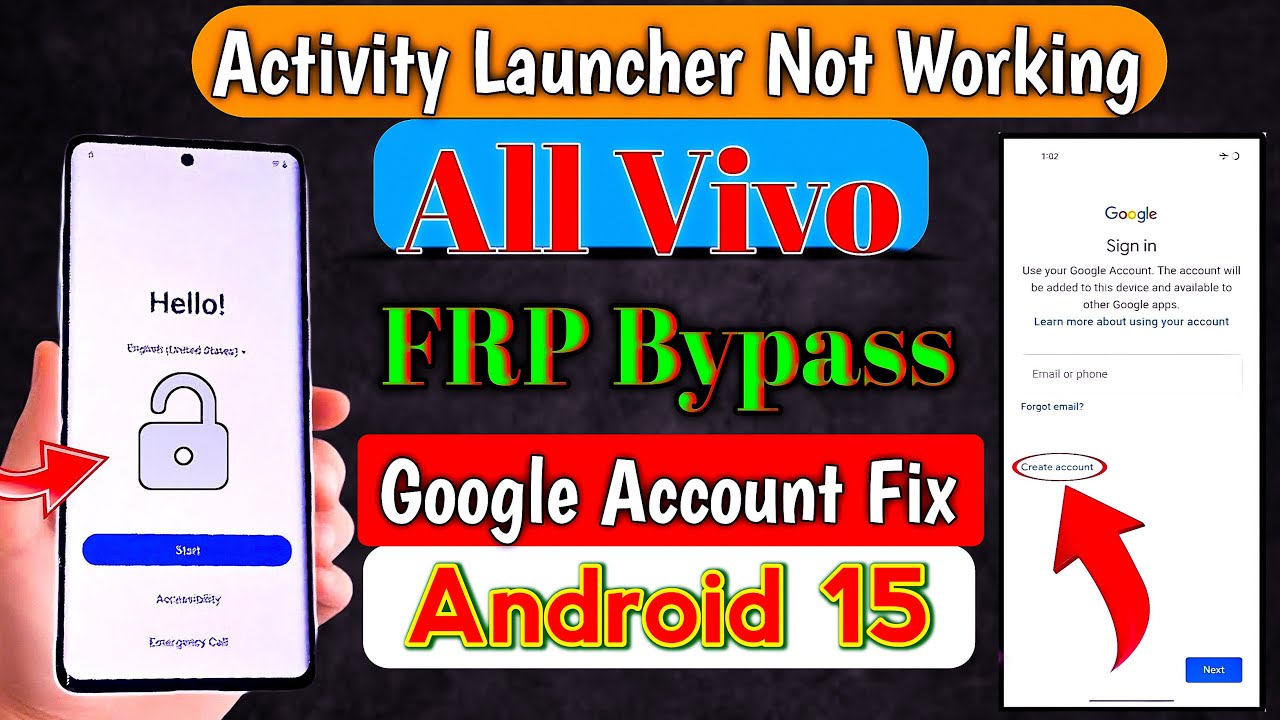 Google Account Fix 👉 | All Vivo FRP Bypass Android 15 | Vivo Android 15 activity launcher Not Work￼