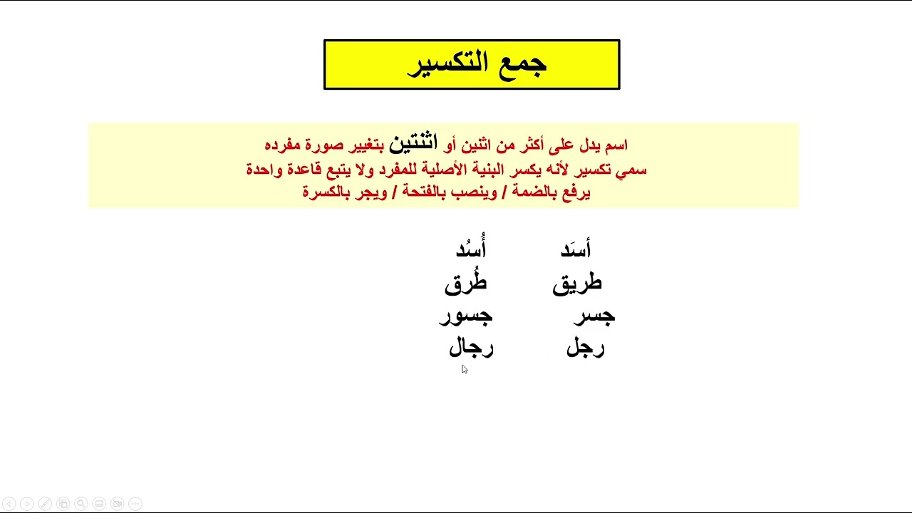 جمع التكسير صفحة 53 /الصف الخامس / الوحدة السابعة