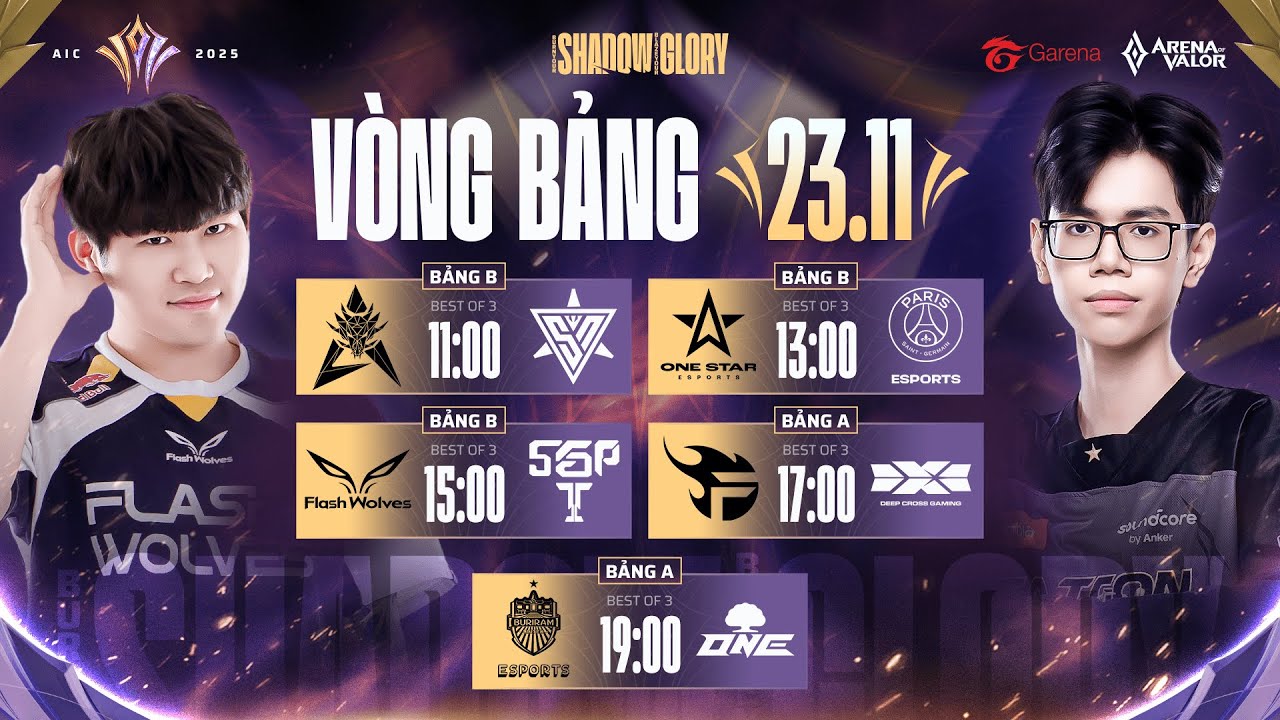 HKA vs SPN | 1S vs PSG | FW vs SGP | FPT vs DCG | BRU vs ONE | V&Ograve;NG BẢNG | AIC 2025 (23/11)