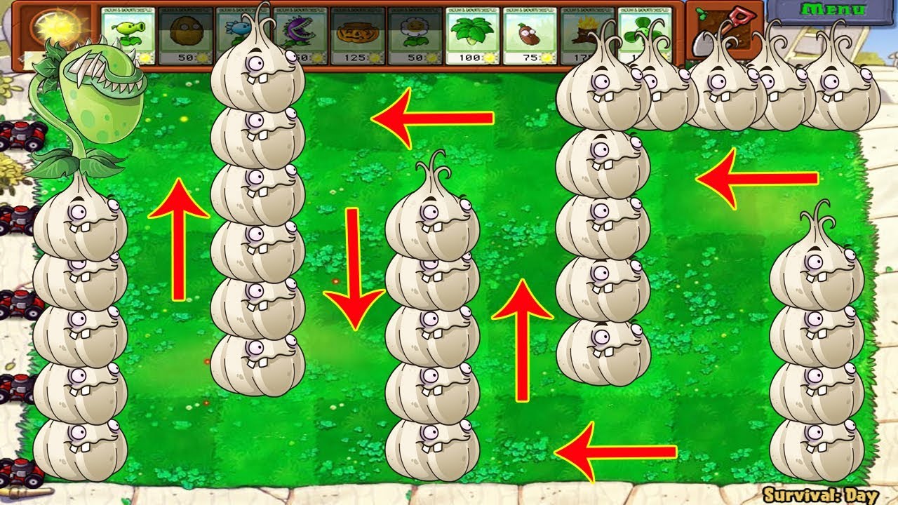 Plants vs Zombies Hack  - 1 Chomper vs Garlic vs Zombie Sivler