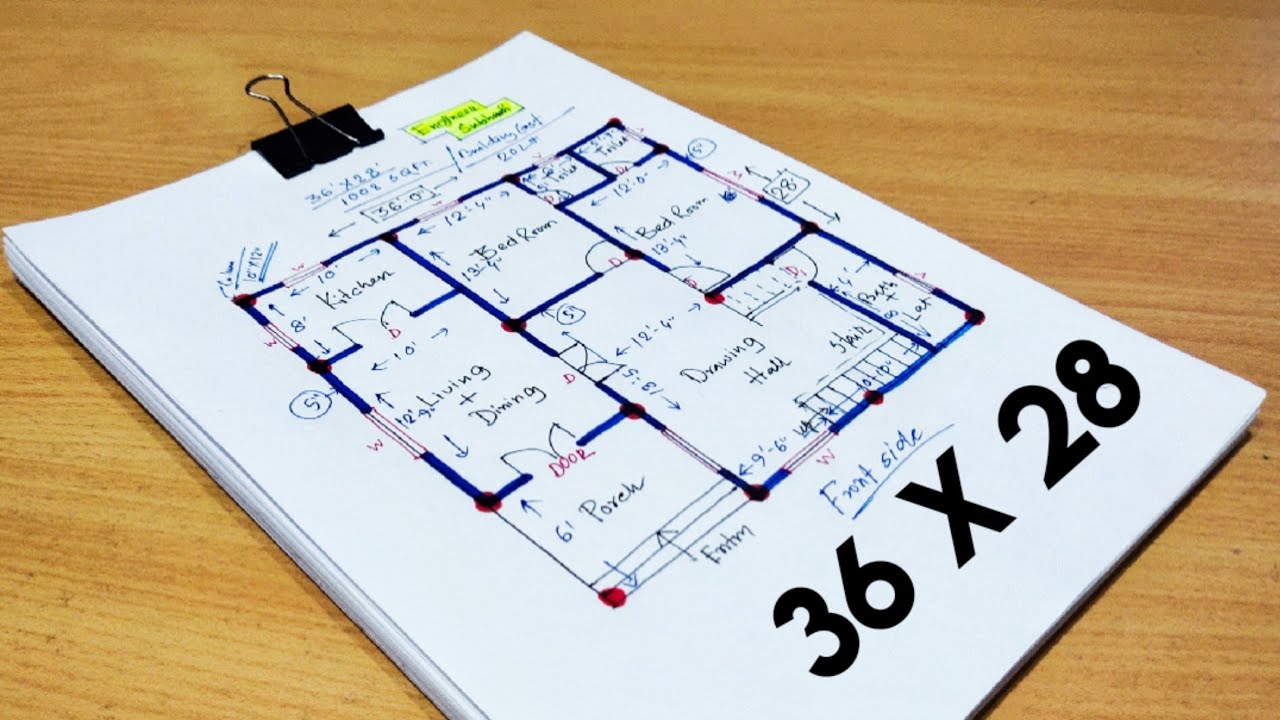 36 x 28 ghar ka design II 36 x 28 house plan II 3 rooms home design