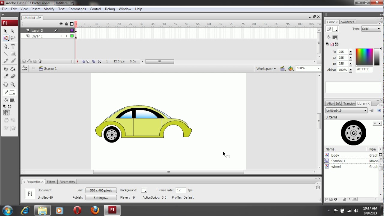 How to make moving car in Flash