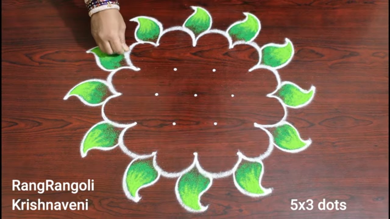 Ugadi Muggulu 2023🌷5x3 dots Ugadi Special Rangoli🌷Ugadi Kolam🌷RangRangoli Krishnaveni