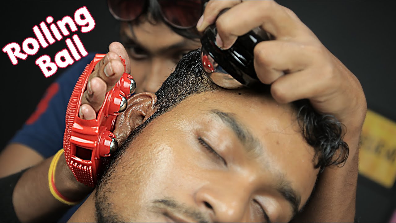 Rolling Ball 3d Sound ASMR Head And Ear Massage By Indian Barber | Scratching And Tapping Massage