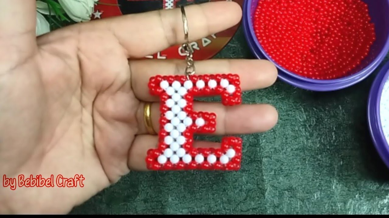 Cara Membuat  Gantungan Kunci Huruf E Manik Manik|| How To Make a Beaded Letter E Keychain