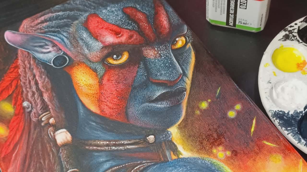 Avatar 3 fire and ash acrylic painting step by step on canvas frame