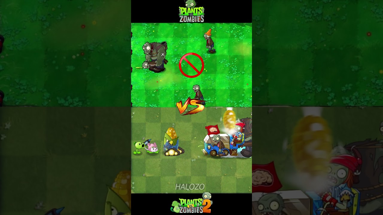 Pvz vs pvz 2 - Cob Cannon, Peashooter Plant Team Vs Zombie Gargantuar Team #shorts