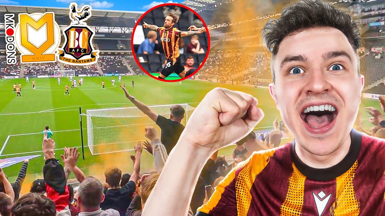 PYROS & LIMBS as THE BANTAMS BEAT PROMOTION FAVOURITES - MK Dons 1-2 Bradford City Match Vlog