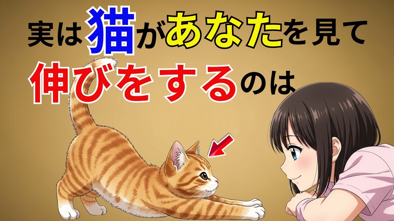 【意外と知らない...!】猫が飼い主を見ると”伸び”をする意外な理由5選【猫の雑学】#猫の心理学#猫の雑学