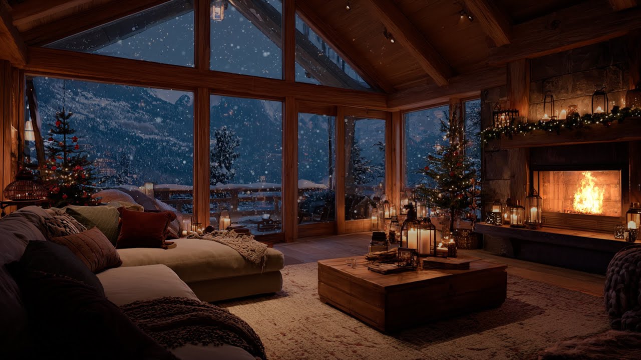 A Snowy Cabin Wrapped in Warm Fire Sounds ❄️ Winter Calm for Sleep and Relaxation