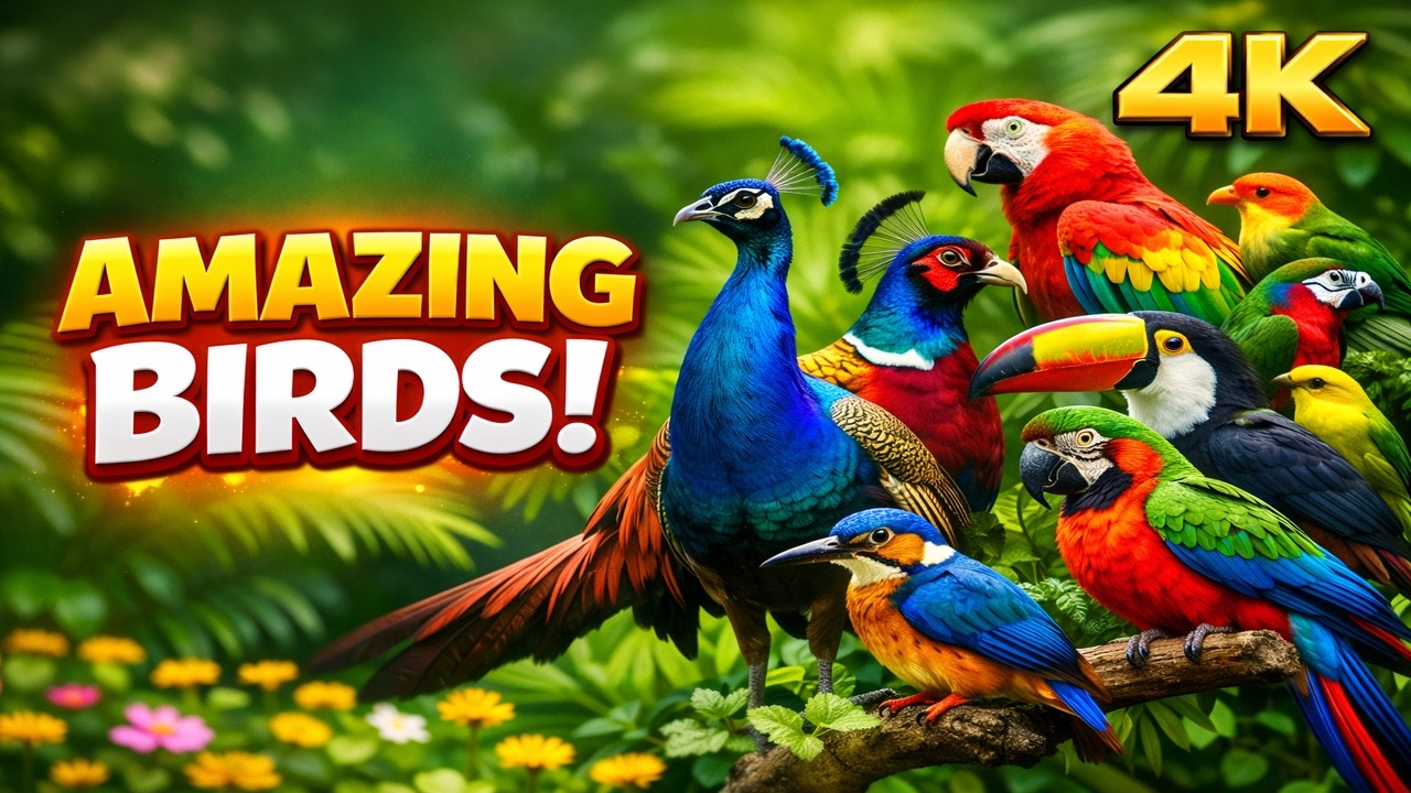 Cinematic Rainforest Birds in 4K | Exotic Jungle Wildlife by Waterfalls