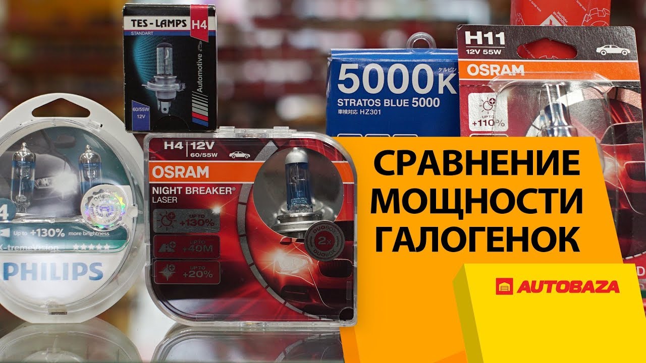 Какая реальная мощность галогенных ламп? Сравнение мощности. Автолампы.