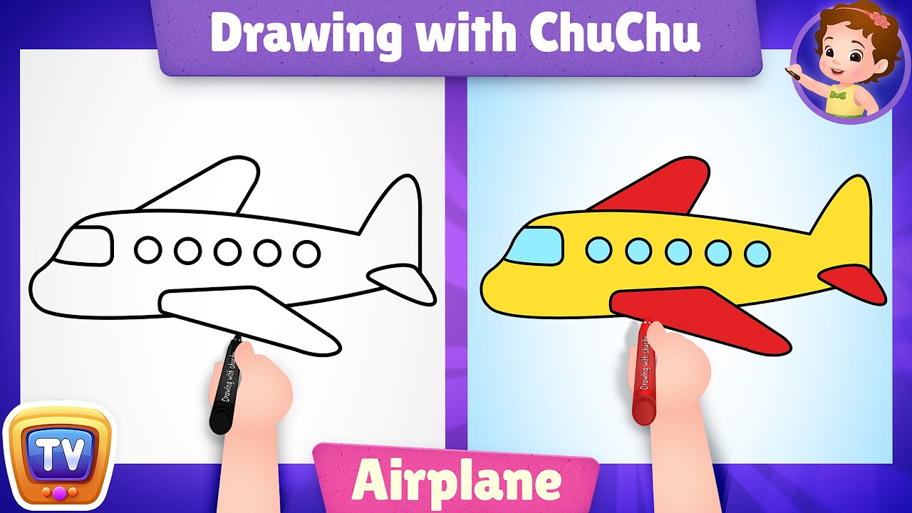 How to Draw an Airplane? - More Drawings with ChuChu - ChuChu TV Drawing Lessons for Kids