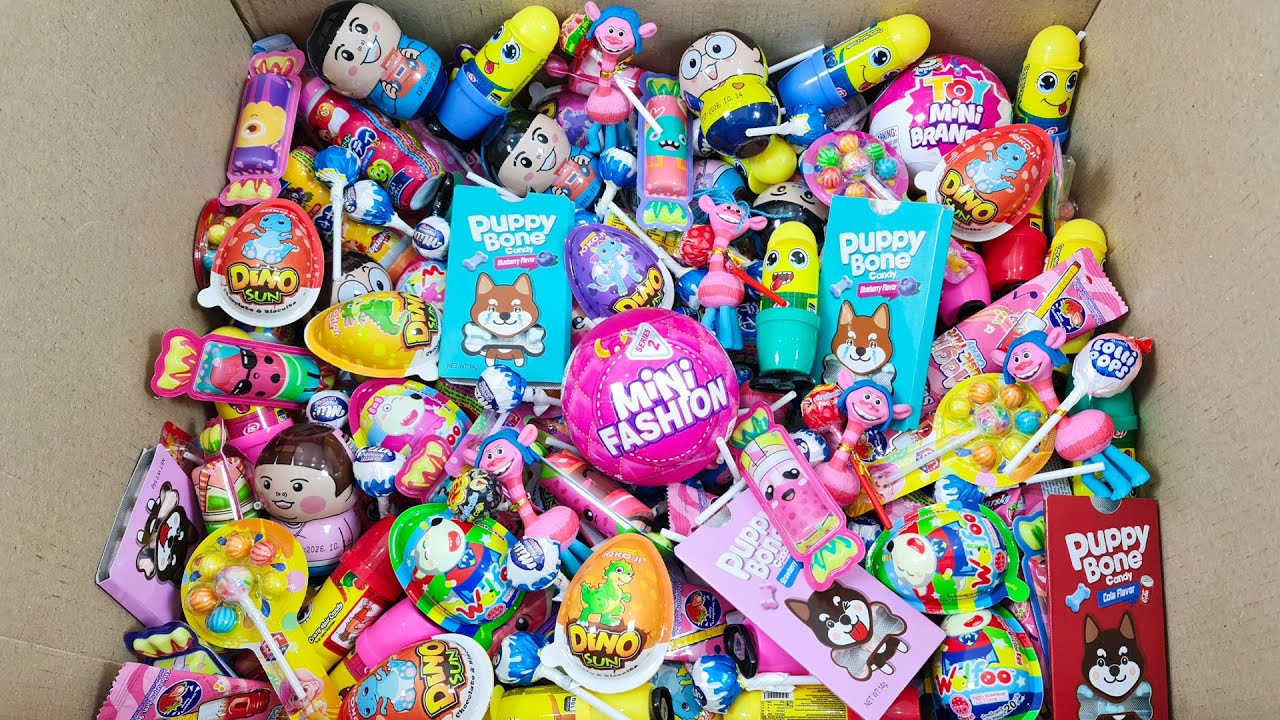 Satisfying Unpacking A Lot's Of Colorful Rainbow Lollipop, Chocolate Egg, Candy Toys - ASMR
