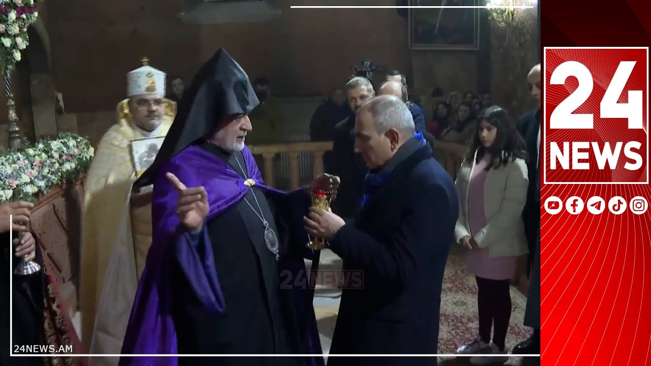 Փաշինյանն այս անգամ կրտսեր դստեր հետ է եկել պատարագի. վարչապետի ու Կճոյանի փոքրիկ ջերմ շփումը