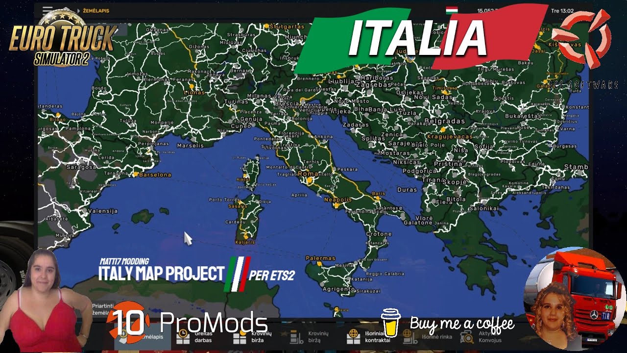 Euro Truck Simulator 2 (1.50) Italy Map Project, MedMap, Itarevamp, ProMods Merge + DLC's & Mods