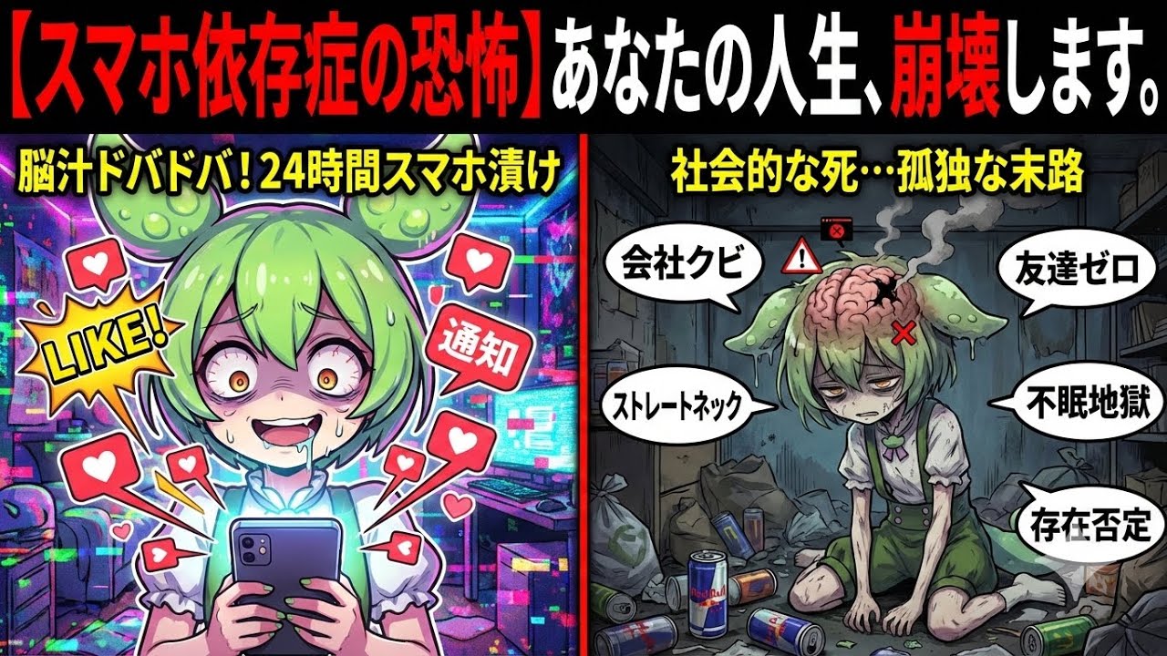 　【閲覧注意】脳が溶ける…？スマホ依存症の末路がヤバすぎた。【ずんだもん解説】