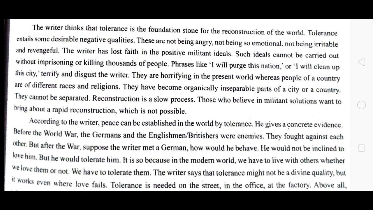 TOLERANCE -EM FORSTER | DETAILED SUMMARY | PART-2