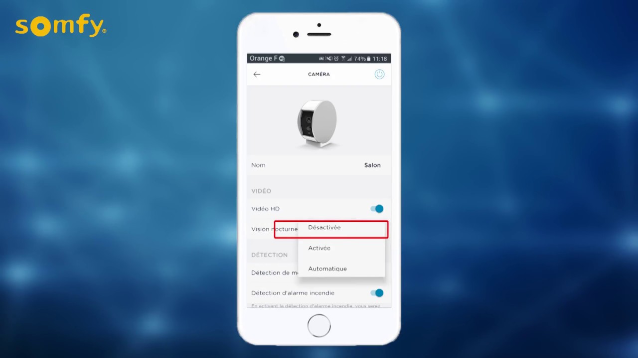 3-Personnalisation de la Somfy Security Camera
