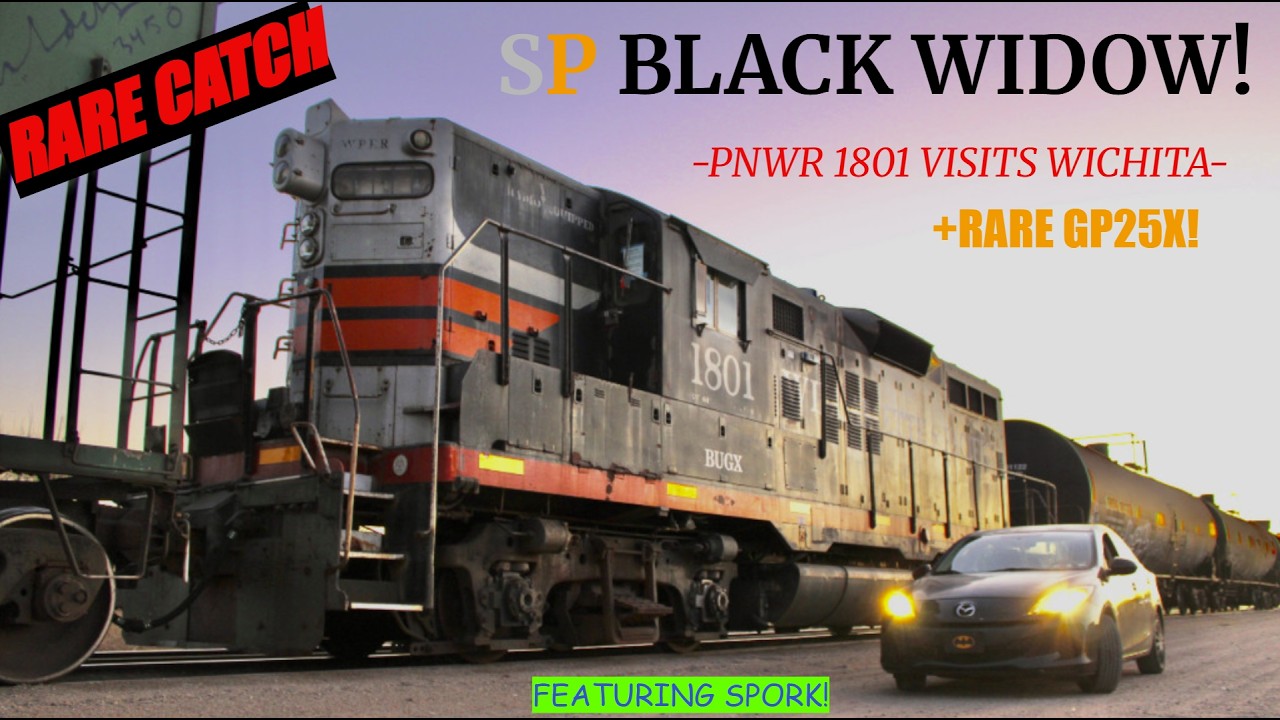SP Black Widow GP9 Chase | BUGX 1801 (PNWR 1801) едет в середине поезда WTA в Уичито, Канзас!! РЕ...