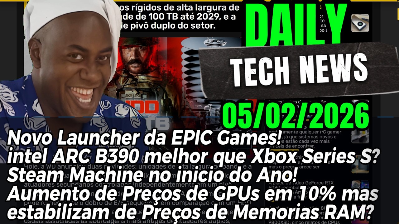 Novo Launcher da Epic Games! Steam Machine No inicio de 2026! Intel B390 melhor que Xbox Series S?